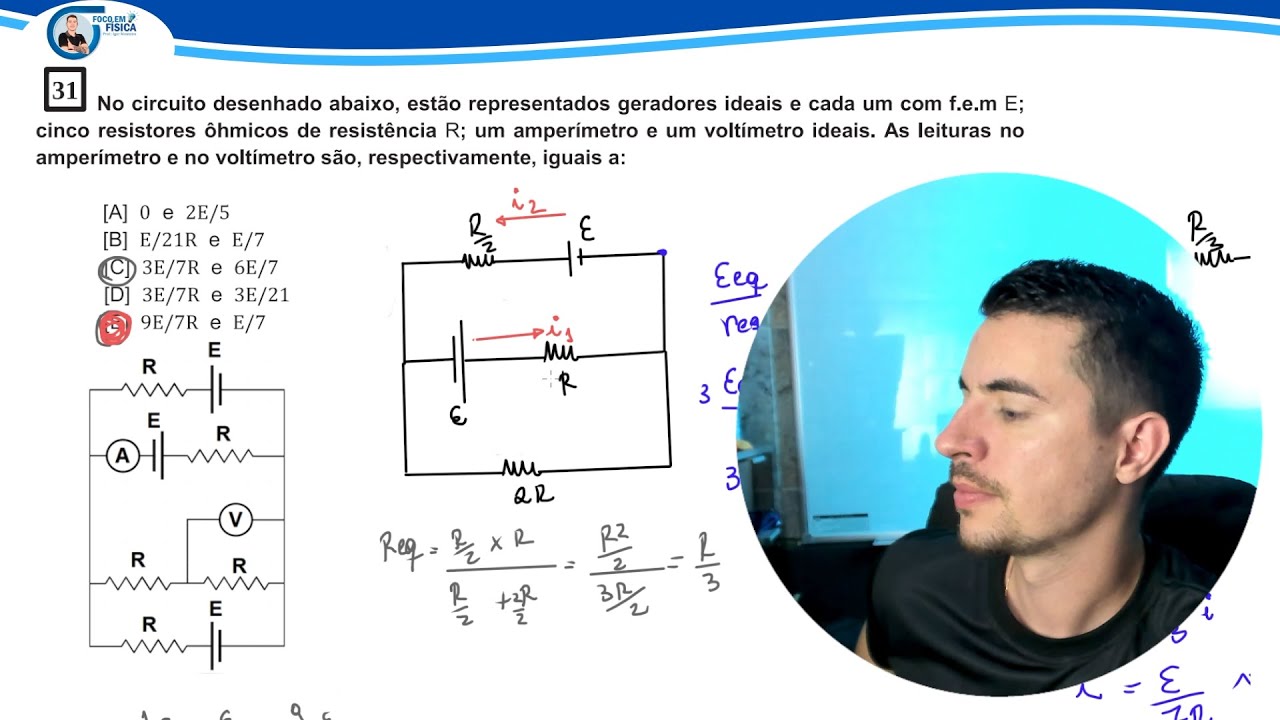 EsPCEx  2024| Questão 31- No circuito desenhado abaixo, estão representados  ... Igor Monteiro