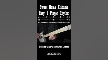 Easy 1 Finger - Sweet Home Alabama - Rhythm - "No Chat" Lesson - 3 String Cigar Box Guitar (CBG)