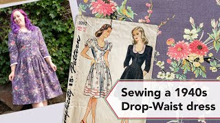 Sewing a 1940s vintage dress from vintage fabric | Vintage sewing project + sew with me