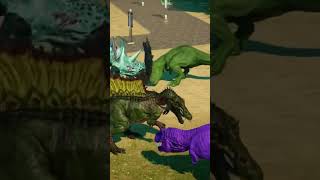 Tyrannosaurus Rex Color Green, Purple 🆚 Monster Dinosaurs Fighting