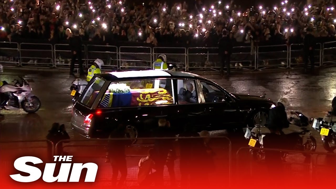 Queen’s coffin arrives for one final night at Buckingham Palace before procession to Westminster