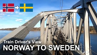 TRAIN DRIVER'S VIEW: Norway to Sweden (Oslo to Kil)
