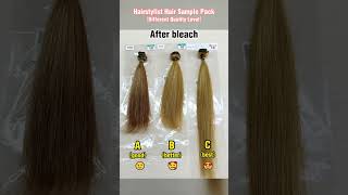 Bleach &amp; dyeing test with 5 different quality level hair