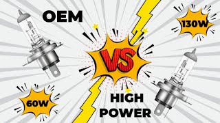 Comparison: Stock Halogen 55/60W vs Highpower Halogen 100/130W H4 Bulbs - What's the Difference?