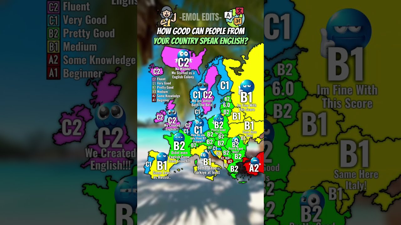 How Well Can People From Your Country Speak English Europe Mapping Map Geography