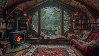 Hobbit's House On Rainy Day Crackling Fire and Raining Outside Help You Relax, Sleep, Work in 8 Hrs