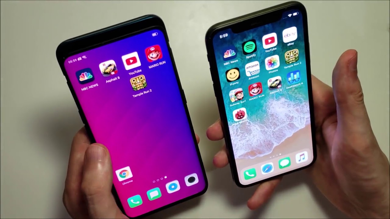 Reveiwu Oppo Find X vs iPhone X Speed Test, Speakers & Cameras!