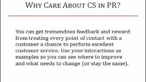 Public Relations = Customer Service