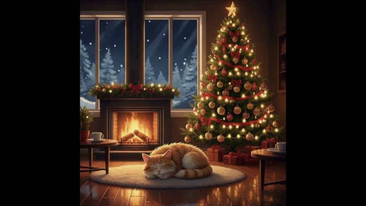 Cozy Christmas Ambience | Relaxing Holiday Music & Soft Snowfall | 1 Hour