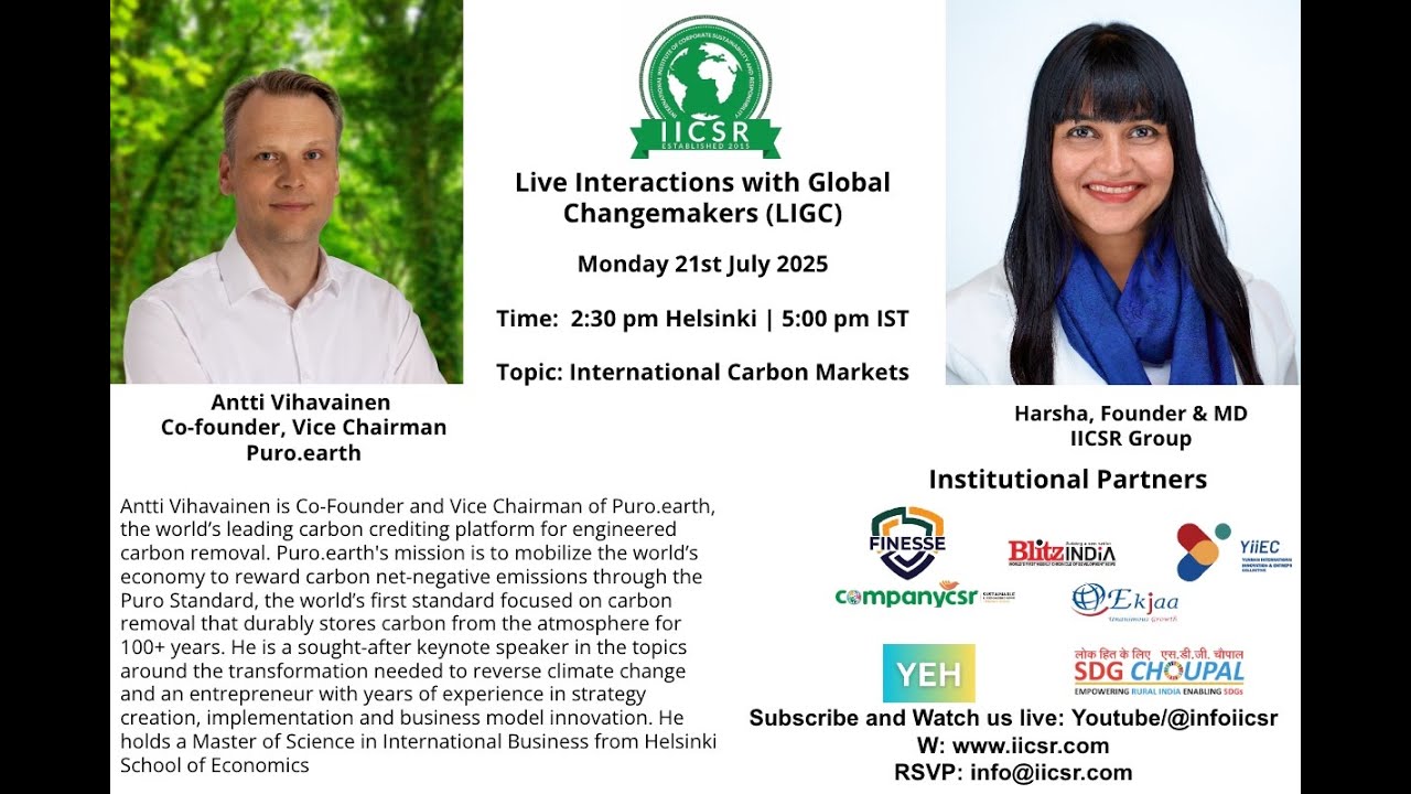 LIGC on International Carbon Markets with Antti Vihavainen Co-founder, Vice Chairman Puro.earth
