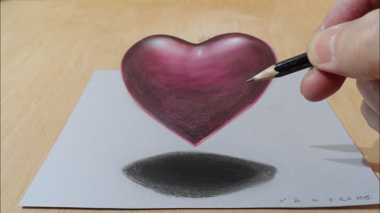 Drawing 3D Heart Trick Art Floating Heart How to Draw