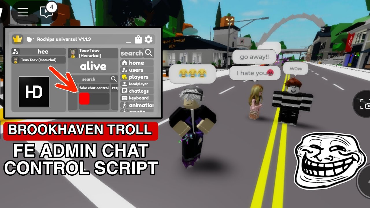 FE Brookhaven Script Troll Admin Control Chat Hack |Hydrogen,Fluxus ...