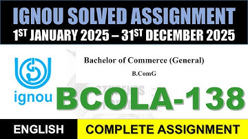 BCOLA 138 Solved Assignment 2025-26 || bcola-138 solved assignment in English | Jan 2025 to Dec 2025