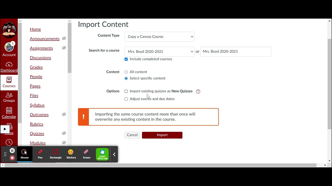 Importing Course Content - YouTube