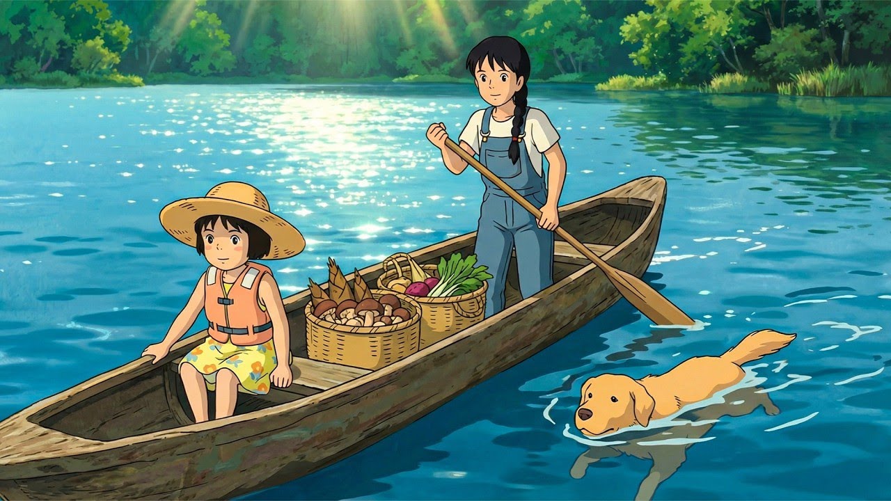 Peaceful Life on a Floating Garden 🌱 | Bamboo Harvest & Rustic Cooking | Ghibli-Style ASMR