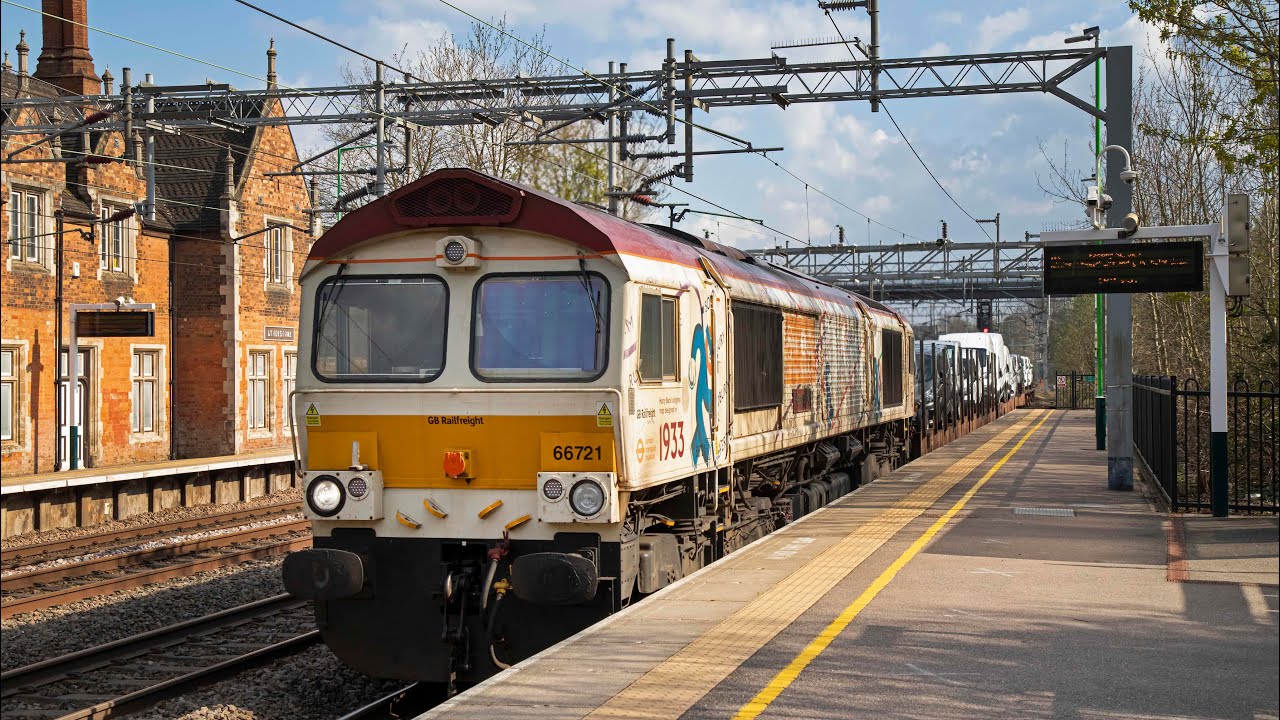66721 ‘Harry Beck’ hauling 6X43 Dagenham - Garston through Atherstone - 21st April 2023.