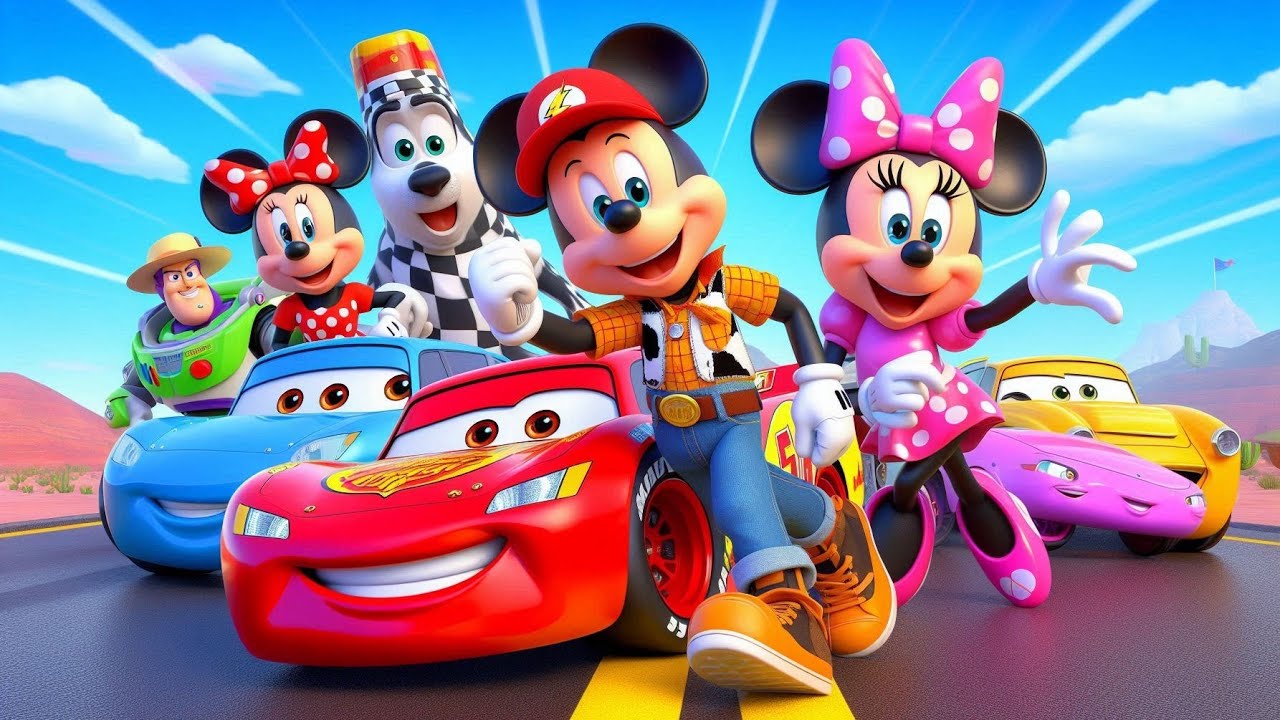 Minnie and Mickey McQueen Race with Mater: Fastest Kid Song! - YouTube
