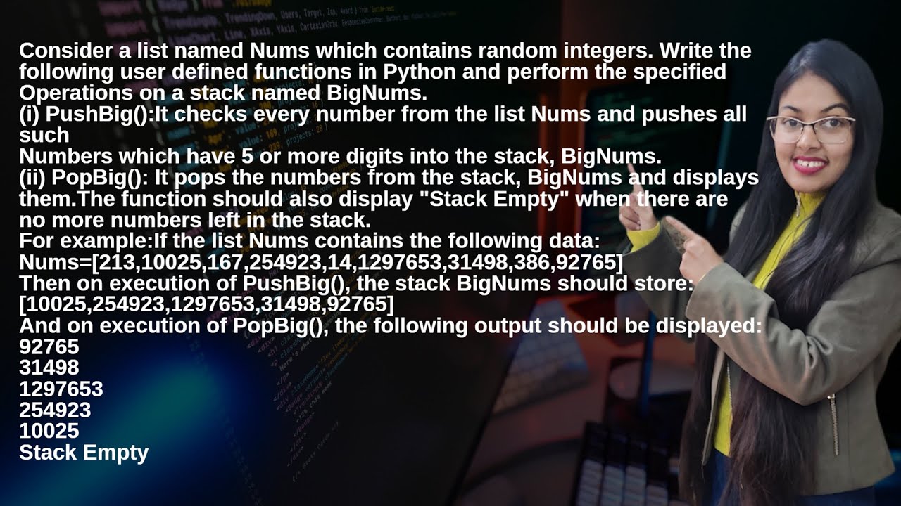 Program for push and pop operations on stack | Numbers which have 5 or ...