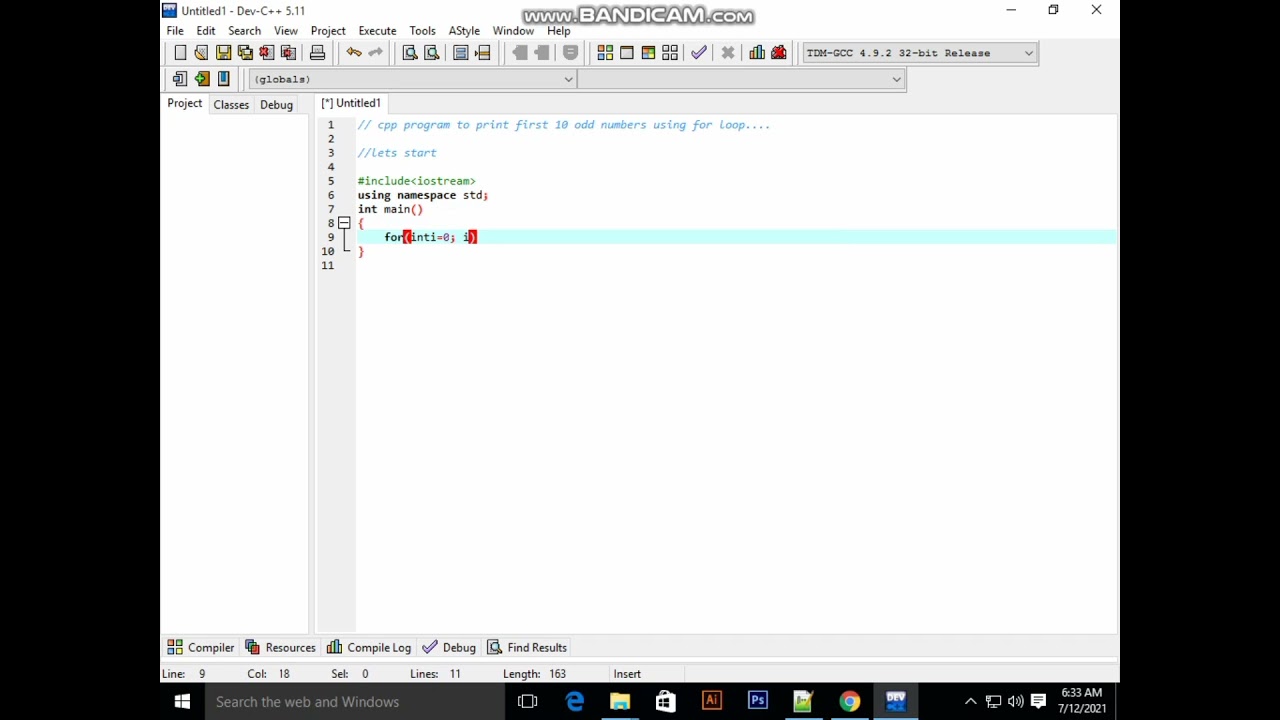 Cpp Program To Print First 10 Odd Numbers Using For Loop CPP For 