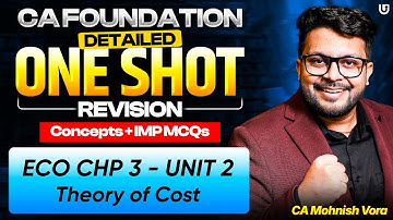 Cost One Shot Revision | Concept + IMP MCQs | CA Foundation Eco Chp 3 Unit 2 | CA Mohnish Vora