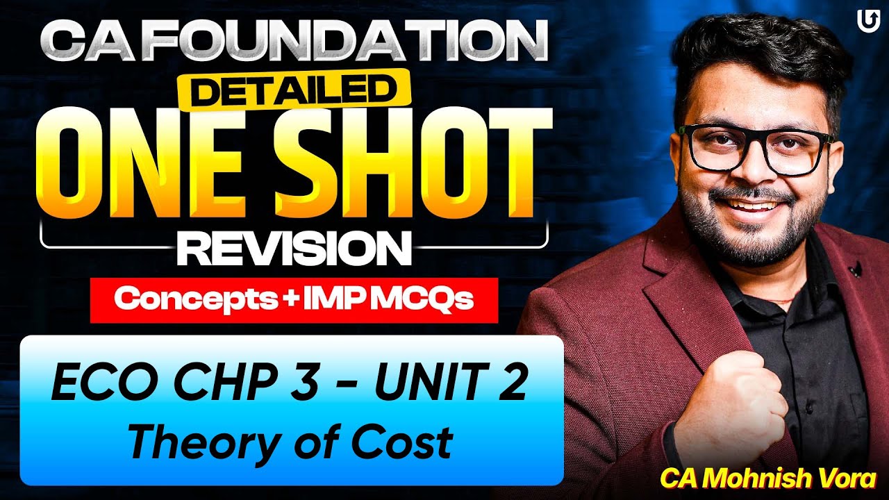 Cost One Shot Revision | Concept + IMP MCQs | CA Foundation Eco Chp 3 Unit 2 | CA Mohnish Vora