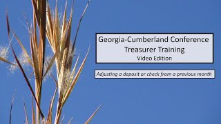 Treasurer Training - 6.8 - Bank Reconciliations - Adjusting a Deposit or Check from a Previous Month