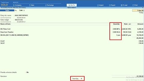 Tally Add On : Display Different Stock Item Unit Qty. Total  in TallyPrime software.