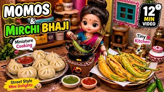 Miniature Doll Cooking Momos &amp; Mirchi Bhaji 🌶️🥟 | Tiny Kitchen Magic