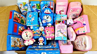 DORAEMON vs UNICORN Stationery Collection🥰Piggybank, Geometry, Sharpener, Pen, Pencil Box, Colors