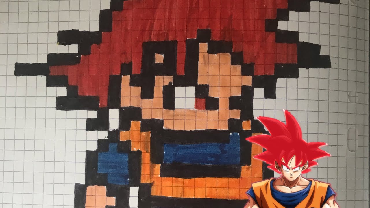 tuto dessin pixel art goku ssj divin - YouTube