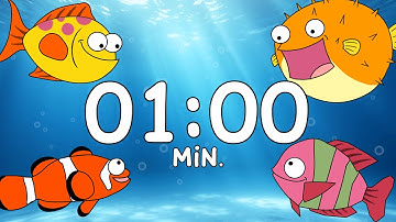 1 Minute Countdown Timer 🐠 | Relaxing Ocean Break with Cute Cartoon Fish