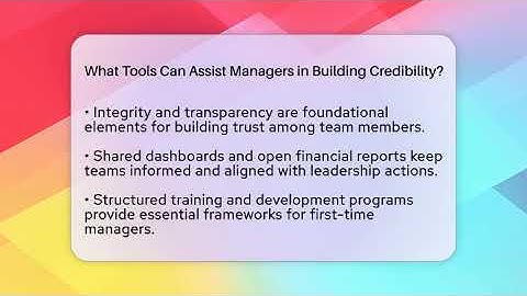 What Tools Can Assist Managers in Building Credibility? | Modern Manager Toolbox News