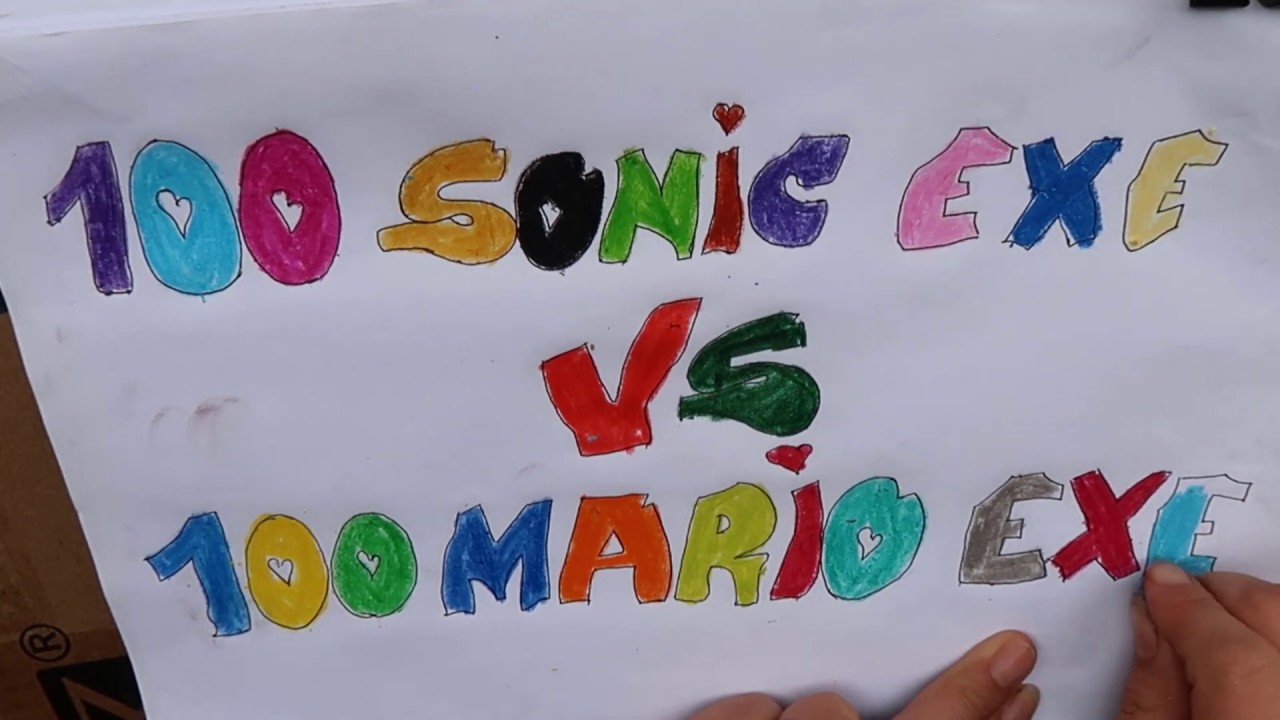 Draw the words 100 Sonic exe vs 100 mario exe - Draw beautiful multi ...