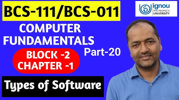 BCS-111/BCS-011 Types of Software Computer-Fundamentals Part-20 #ignou #ignoubca #bcs011 #bcs111