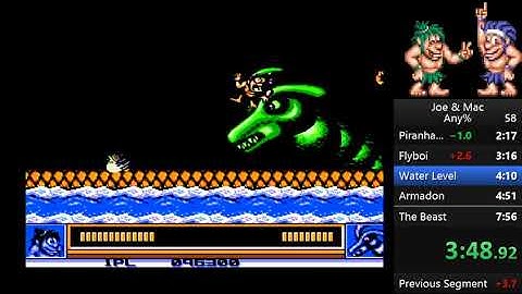 Joe & Mac (NES) Speedrun 7:56