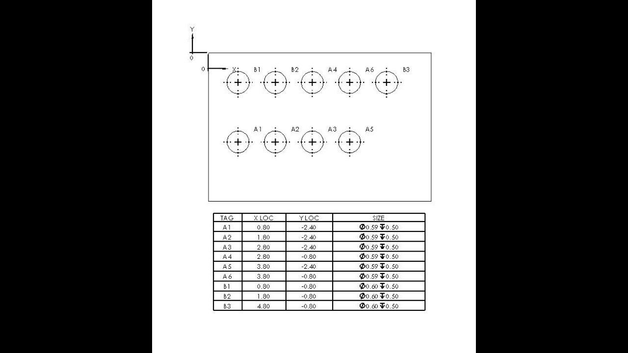 Hole Table in SolidWorks Drawing - YouTube
