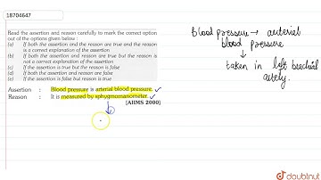 Read the assertion and reason carefully to mark the correct option out of the options given belo...