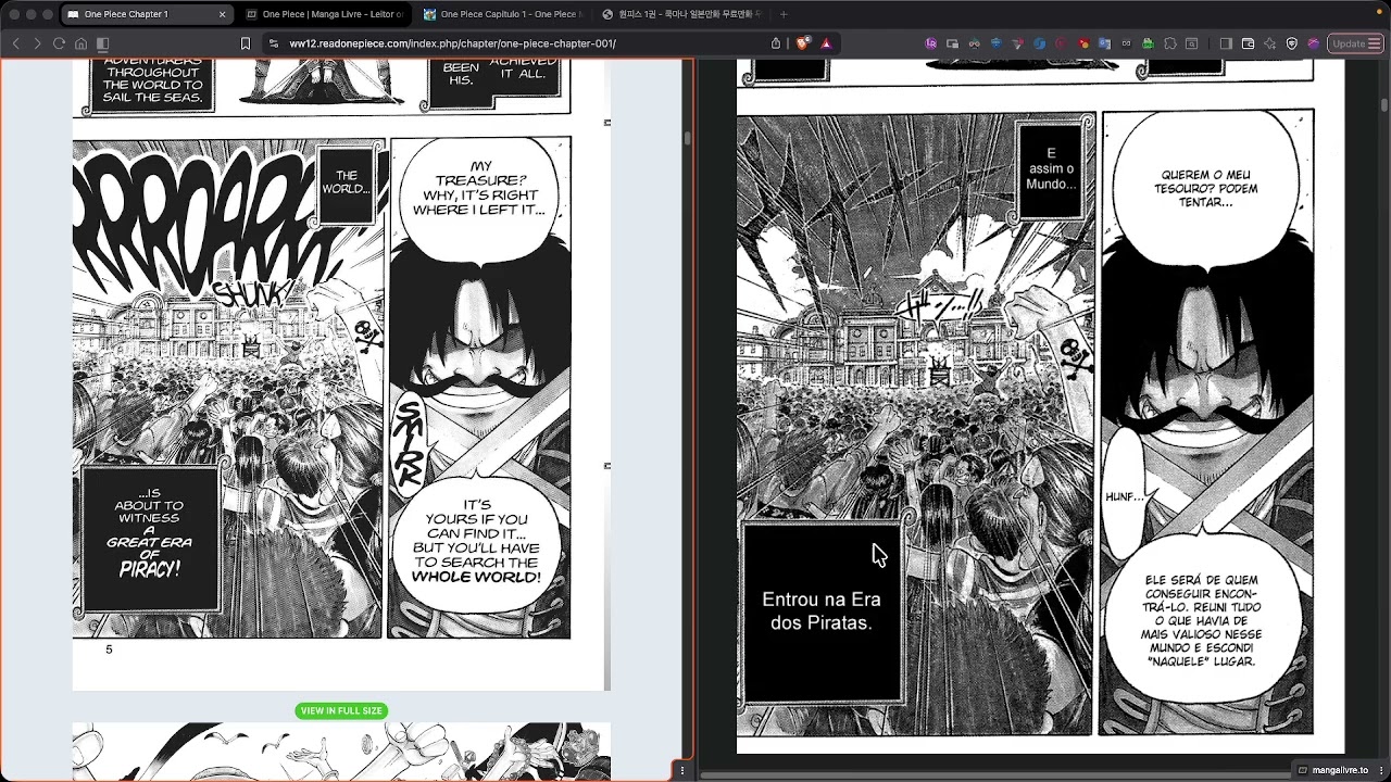 Spanish, Portuguese, Korean Reading Practice - One Piece - Day 1