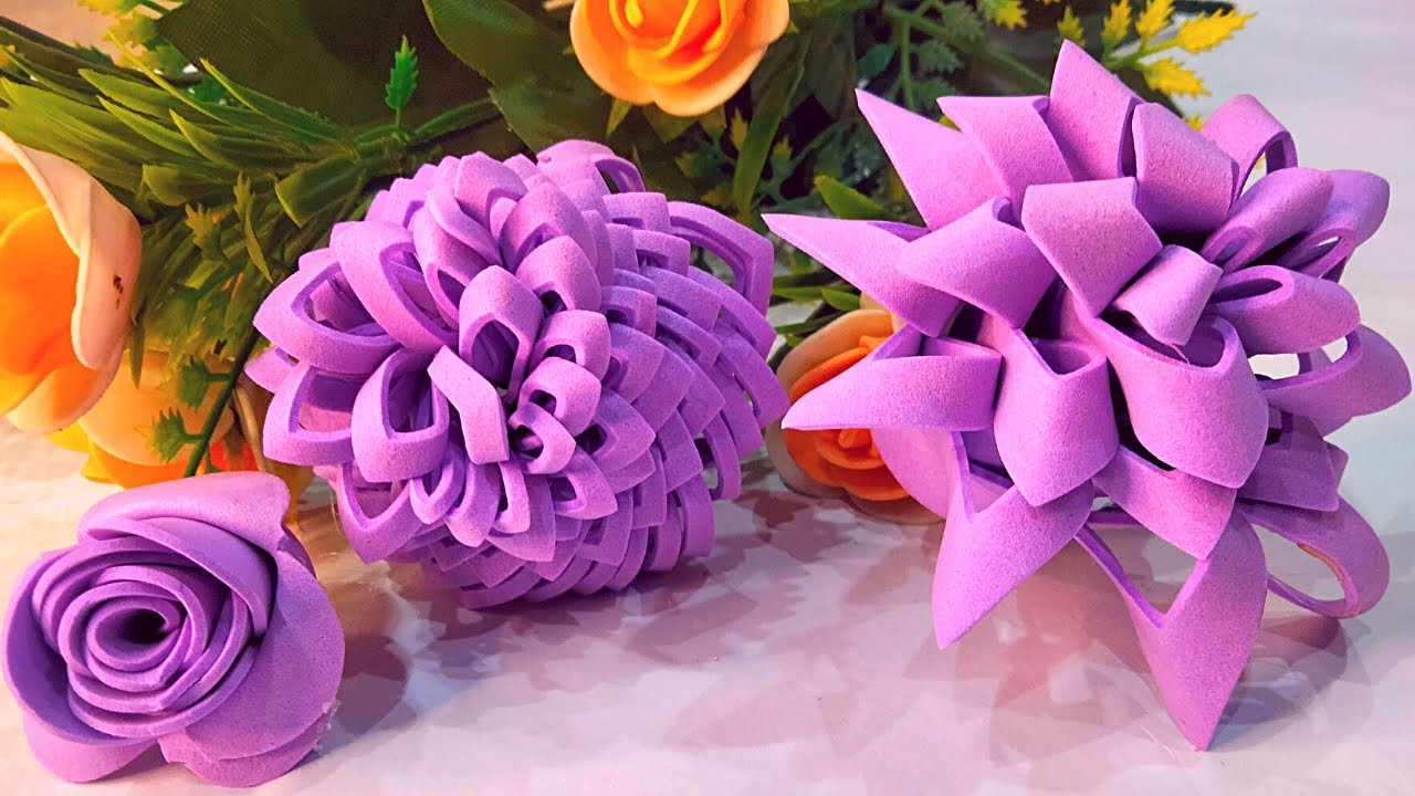 3 IDEAS 💥 DIY Foam sheet Flower 🌸 / Easy hand made flowers / 