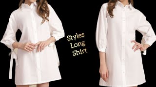 New Trending Styles Shirt Design For Girls Long Shirt Cutting And Stitching Very Easy Method....
