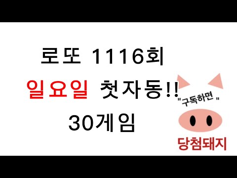 로또 1116회 일요일 첫자동!! #당첨돼지