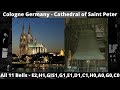 Cologne cathedral klner dom  plenum of 11 bells the sound of each bell  all bells ringing 