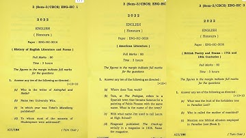 BA 3rd Semester English Honours CBCS Question 2022 Gauhati University