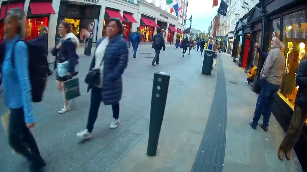 Tactile Guiding Strip in Grafton Street, Dublin to assist people who are blind or visually impaired.