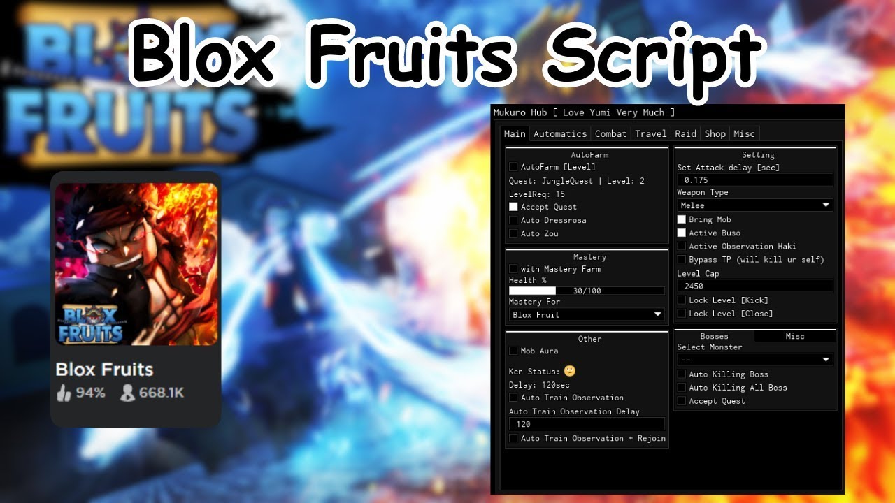 Blox Fruits Script  Mukuro Hub UPDATE 20 *OP* - 1F0 - Official