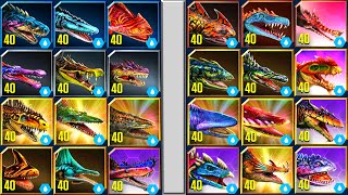 ALL SUPERSAURUS AMPHIBIANS ALL EVOLUTIONS MAX LV 40 | JURASSIC WORLD THE GAME