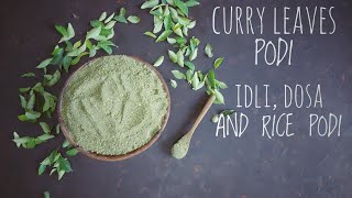 Curry Leaves Powder Recipe without Chillies/ karuveppilai podi for Idli Dosa and Rice / Home Made