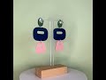 Ration Book Polymer Clay Earrings – 1940s Inspired Green, Navy &amp; Blush Statement Earrings UK