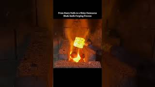 from rusty nails to a shiny Damascus Blade knife forging process #experiements #damascus #making