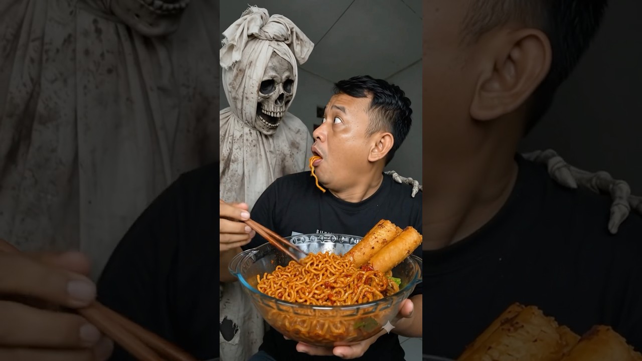 POCONG LATAH IKUT BACA DOA!! #mukbang #food #horror #lucu